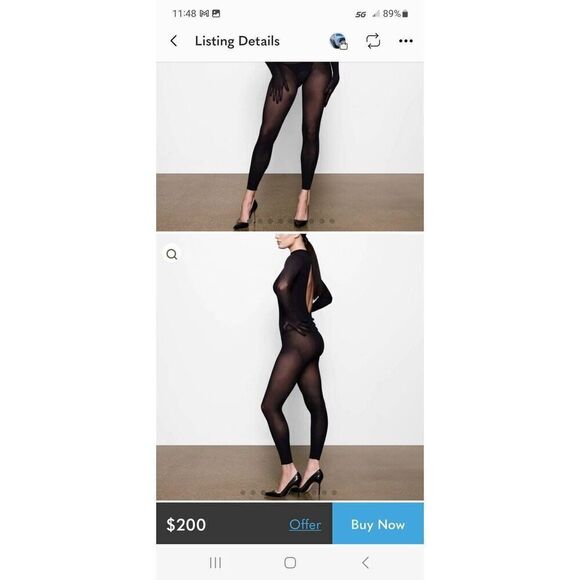 Skims Sheer mesh mock neck catsuit Nwot - Picture 3 of 13